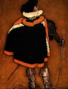 Cavalier With Cape And Drawn Sword Seen From Back by Herbert Andrew Paus