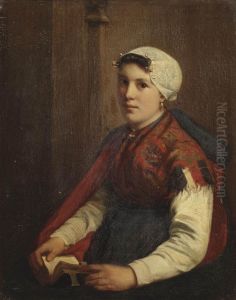A Young Girl Seated by Bernardus Johannes Blommers