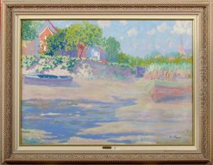 Barques Echouees En Bord De Riviere by Jef De Pauw