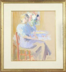 Femme Assise Dans Un Interieur (double-sided) by Jef De Pauw