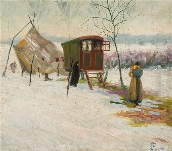 Roulotte Dans La Neige - Paysage (2 Works) - view 1