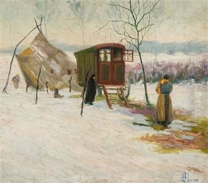 Roulotte Dans La Neige - Paysage (2 Works)