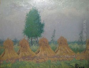 Korenschoven In Een Landschap by Jef De Pauw