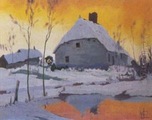 Hoeve In De Sneeuw by Jef De Pauw