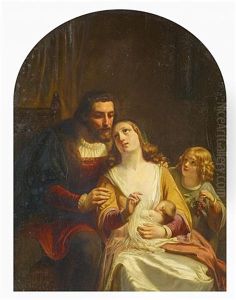 Zwei Gemalde: Familienszenen In Historischen Renaissancekostumen (2 Works)