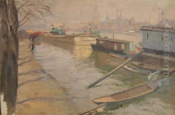 Boats In Canal, Paris - view 1