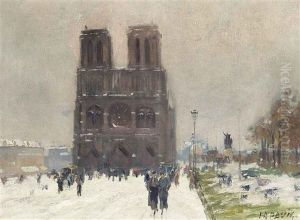Paris, Notre-dame En Hiver by Elie Anatole Pavil