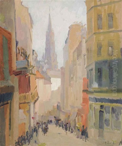 Figures On A Parisian Street - view 1
