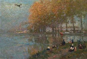 Promeneurs Assis En Bord De Marne