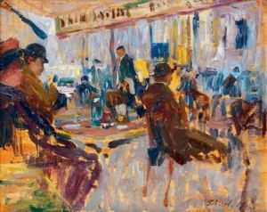 La Terrasse De La Brasserie Tourtellesur Les Grands Boulevards by Elie Anatole Pavil