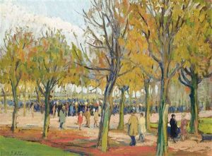Strolling In A Parisian Park by Elie Anatole Pavil