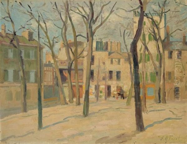Paris, Place Du Tertre A Montmartre En Hiver - view 1