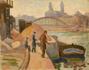 Pecheurs A Paris by Elie Anatole Pavil