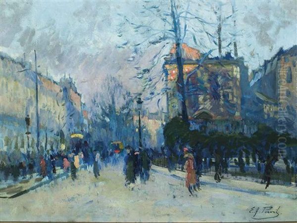 A Parisian Boulevard At Dusk - view 1
