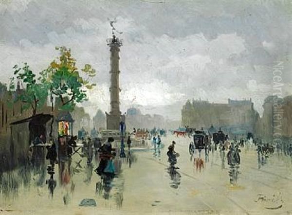 Early Autumn Day At Place De La Bastille In Paris - view 1