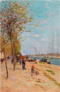 Paris, Bord De Seine by Elie Anatole Pavil