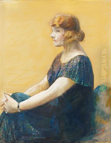 Jeune Femme Sur Fond Jaune - view 1