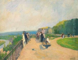 Personnages Sur La Terrasse De Saint-germain-en-laye by Elie Anatole Pavil
