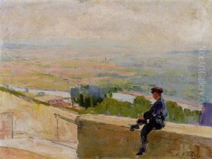 A Boy Resting On A Wall A Boy Resting On A Wall