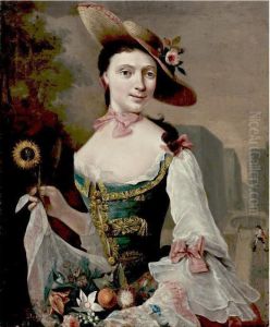 Portrait Of A Lady Holding Flowers In Her Lap