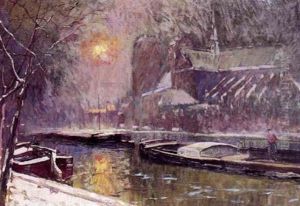 Aftenstemning Ved Notre Dame Kirken I Paris, Vinter