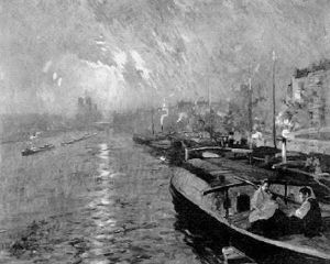 Paris, Les Quais Au Soleil Couchant by Elie Anatole Pavil