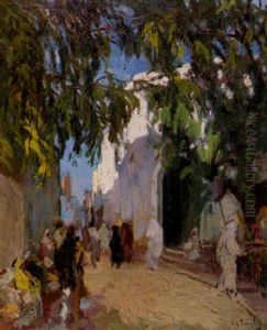 Rue Animee, Maroc by Elie Anatole Pavil