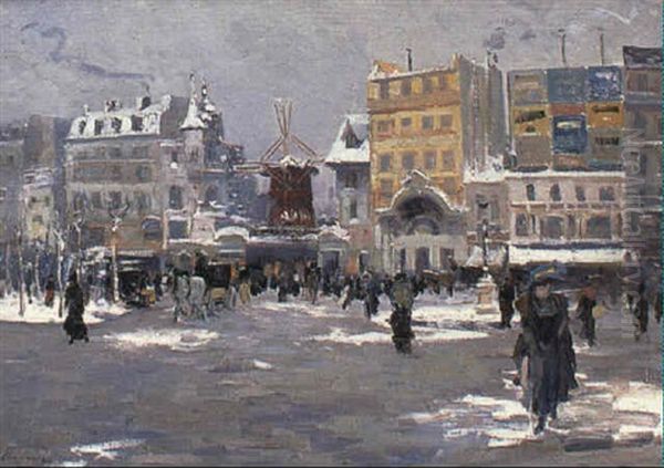 A Wintery Street Scene In Montmartre - view 1