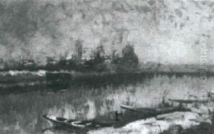 Vue D'un Bord De Seine by Elie Anatole Pavil
