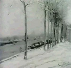 Paris, Les Quais Sous La Neige by Elie Anatole Pavil