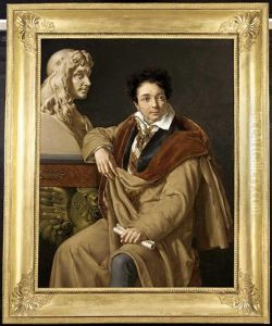 Portrait Of A Man (the Actor Armand-benoit Roussel?) With The A Bust Of Moliere In The Background