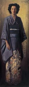 Portrait Der Frau Des Kunstlers Im Japanischen Kimono