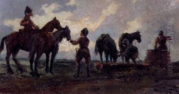 Cossacks Tending To Their Horses - view 1