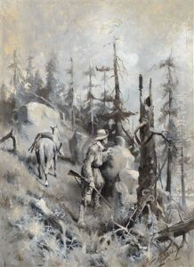 Old Sol - Spotting An Indian Party by Edgar Samuel Paxson