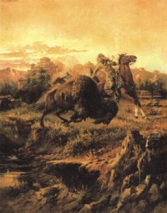 Custer's Last Buffalo Hunt, Little Missouri River, Dakota Badlands by Edgar Samuel Paxson