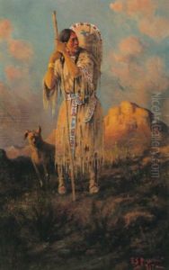 Sacajawea And Her Dog Scammon by Edgar Samuel Paxson