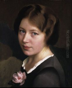 Girl With A Pink Rose by William McGregor Paxton