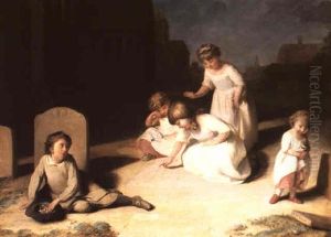 Children Reading The Inscription On Their Mother's          Gravestone
