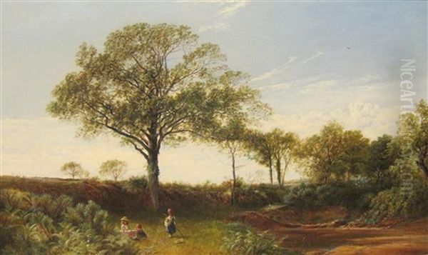 A Tranquil Landscape With Children Playing On A River Bank - view 1