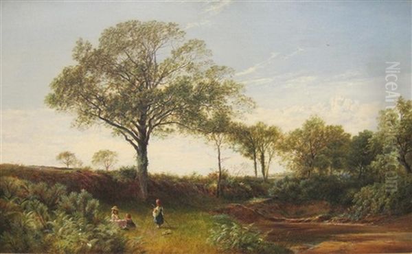 A Tranquil Landscape With Children Playing On A River Bank - view 1