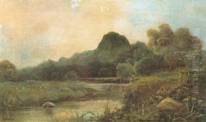 Figure Fishing In A River Landscape, Near Barrow-on-trent