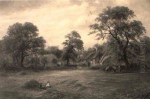 A Rustic Landscape With Figures Working In The Fields A Rustic Landscape With Figures Working In The Fields