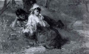 Rastende Madchen Auf Einer Waldwiese by Henry Albert Payne