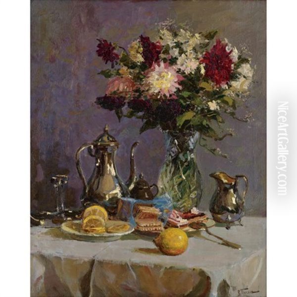 Still Life With Teapot And Flowers - view 1