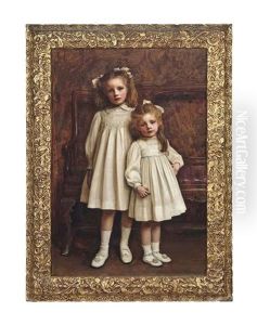 Portrait Of Irene And Helen, Full-length, In White Dresses by Ralph Peacock