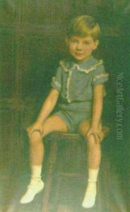 Portrait Of Young Boy Sitting On A Stool by Ralph Peacock