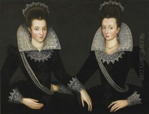 A Portrait Of Two Sisters, Probably Anne Of Denmark And Her Sister Elizabeth by Robert Peake