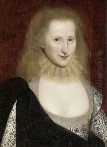 Portrait Of A Lady (anne Of Denmark?) In A White Embroidered Dress