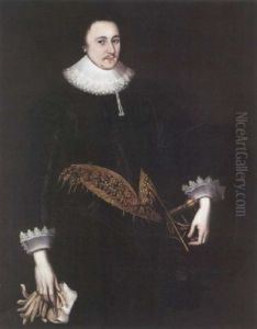 Portrait Of Sir Martin Lister Wearing A Black Doublet And Hose With A White Lace Collar