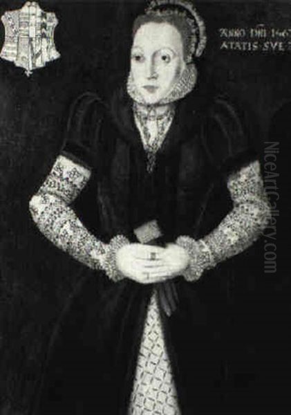 Portrait Of A Lady With A Brown And Gold Dress - view 1